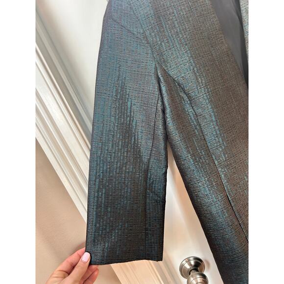 Eileen Fisher Pine Infinity Jacquard Blazer Jacket Shawl Collar Green SZ Medium - Picture 6 of 12